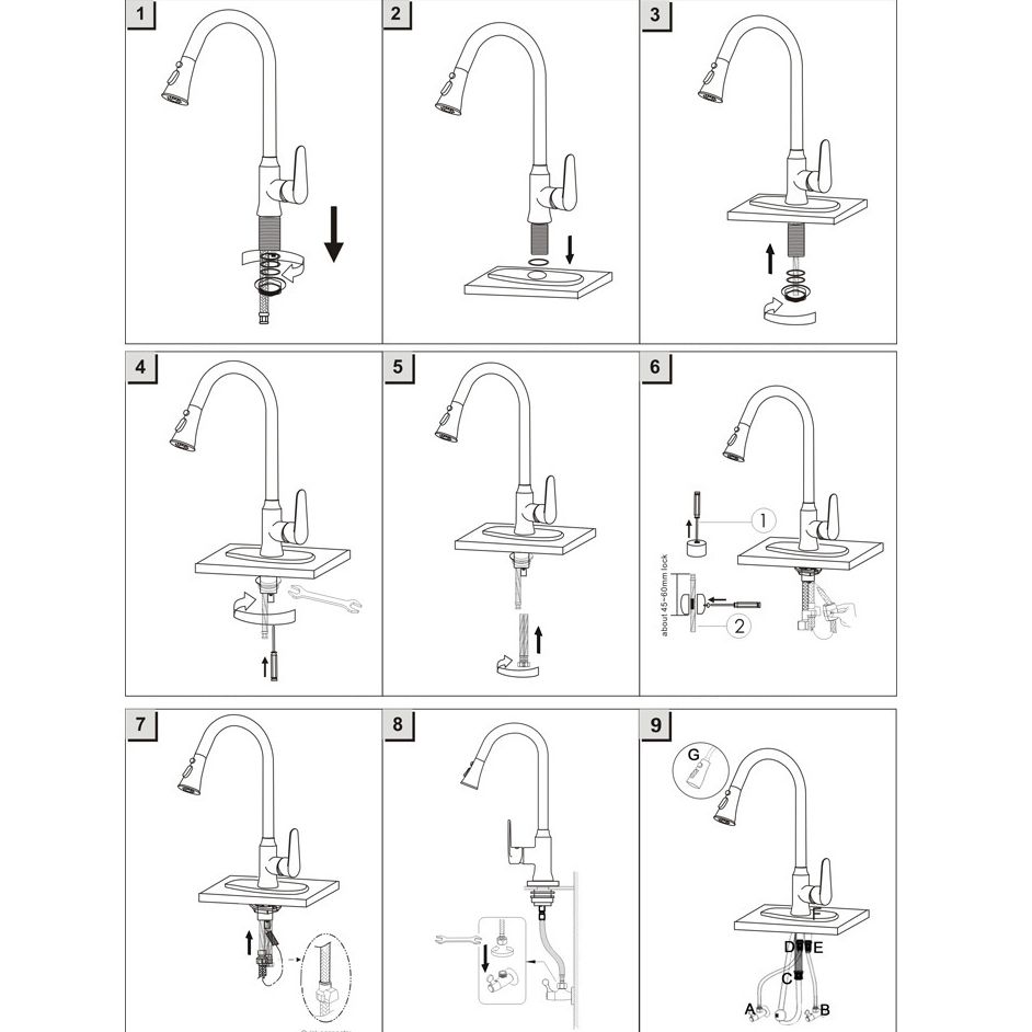 Modern 1-Handle Faucets Pull down Copper with Water Dispenser Standard Kitchen Faucets