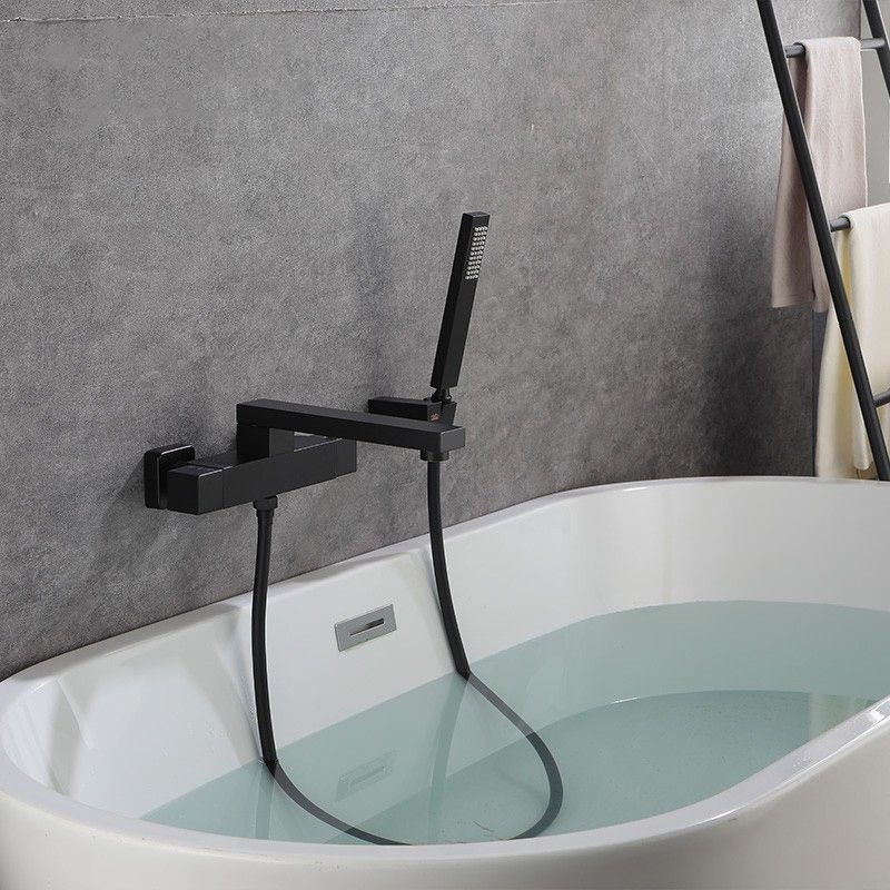 Modern Bathroom Faucet Solid Color Wall Mounted Faucet with Handheld Shower Head