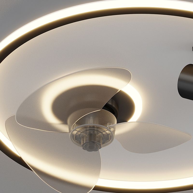 Stylish Modern Circular Ceiling Fan Lamp Metallic Bedroom LED Semi Flush Mount Light