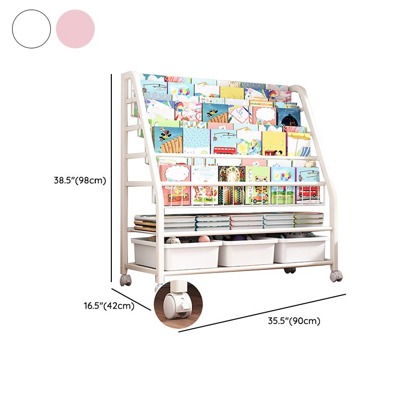 Contemporary Freestanding Book Display Metal Shelf Bookcase in Open Back