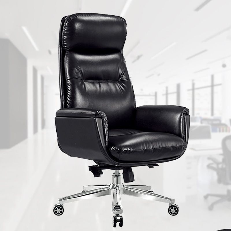 25" Wide Contemporary Managers Chair Black Leather Executive Chair