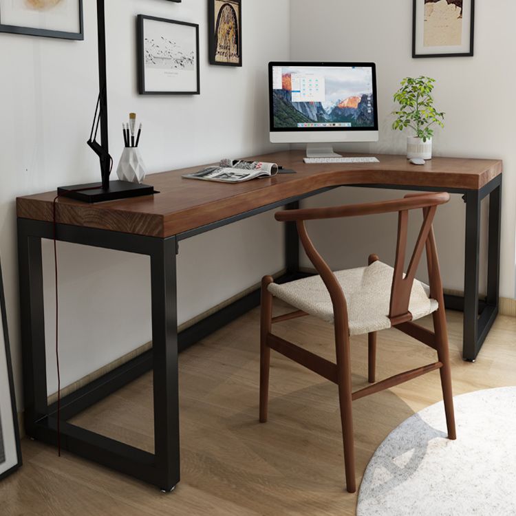 Modern L-Shape Office Desk Solid Wood Writing Desk for Home Office