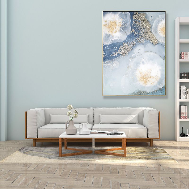 Light Blue Gem-Like Wall Art Abstract Nordic Textured Canvas Print for Living Room