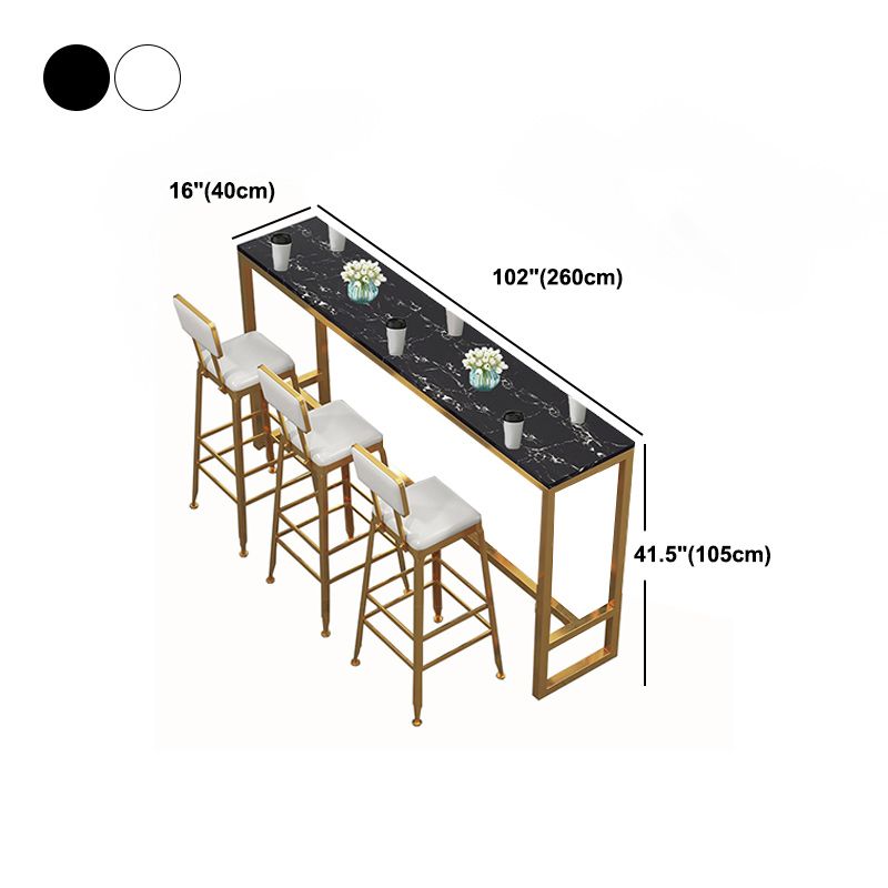 Stone Rectangle Bar Dining Table Contemporary Bar Table with Trestle Base