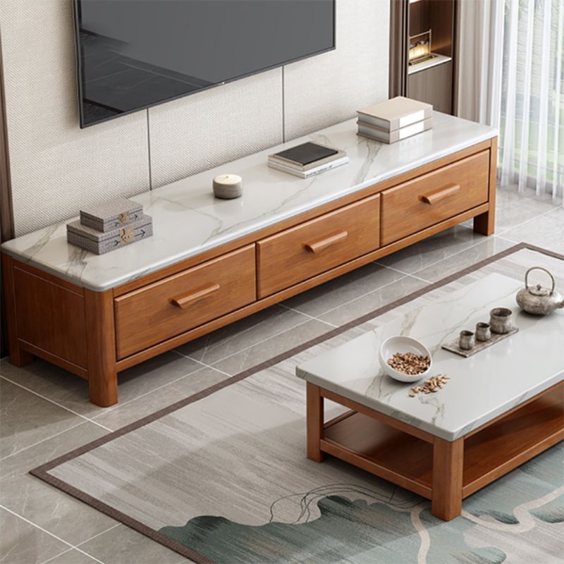 Scandinavian Media Console Stone TV Stand Console with Drawers