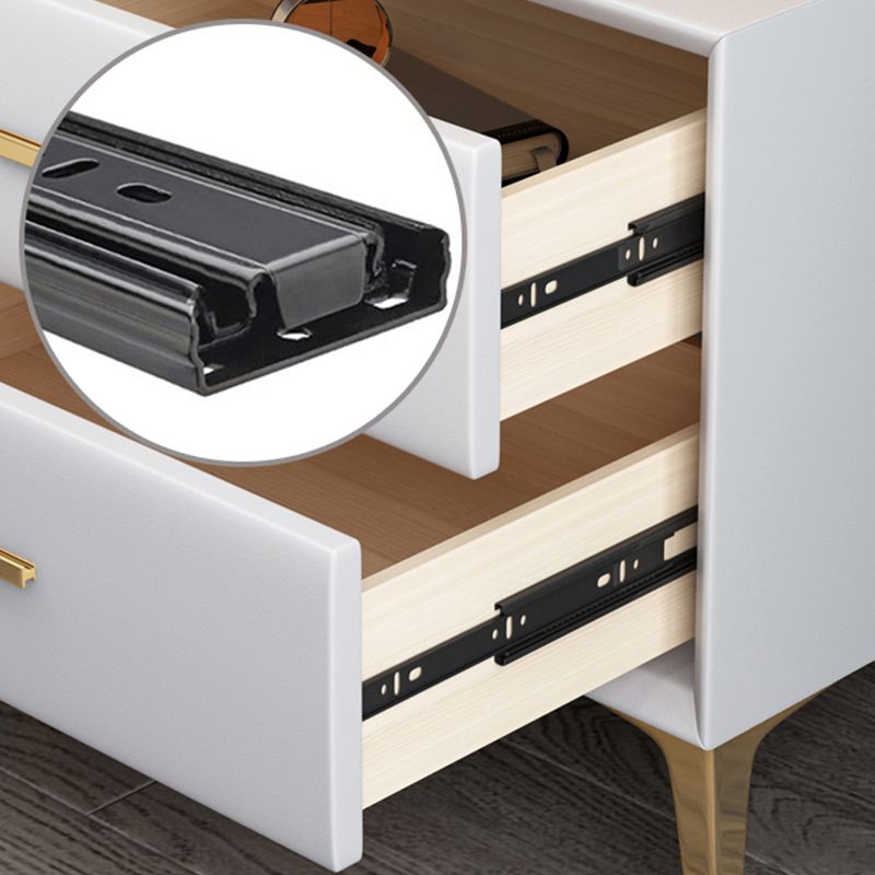 Contemporary Bedside Cabinet Leather Bed Nightstand with 2 Drawers