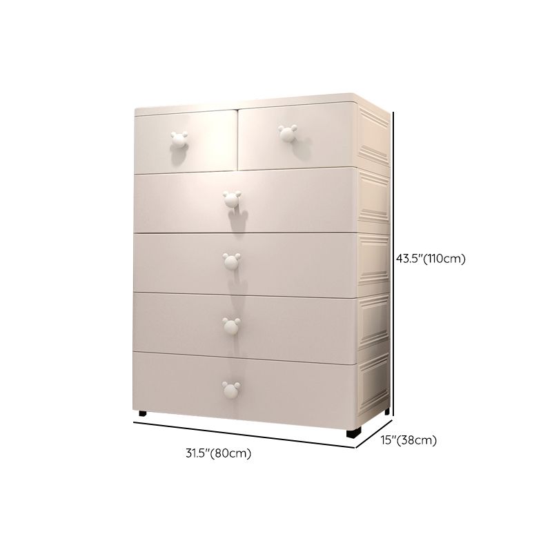 Contemporary Nursery Dresser Plastic Vertical Kids Nightstand with Drawers