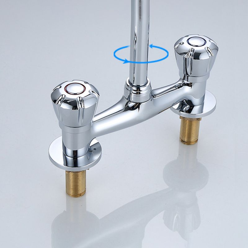 Circular 2-Handle Bathroom Faucet 2 Hole Centerset Bathroom Faucet with Gooseneck Arc