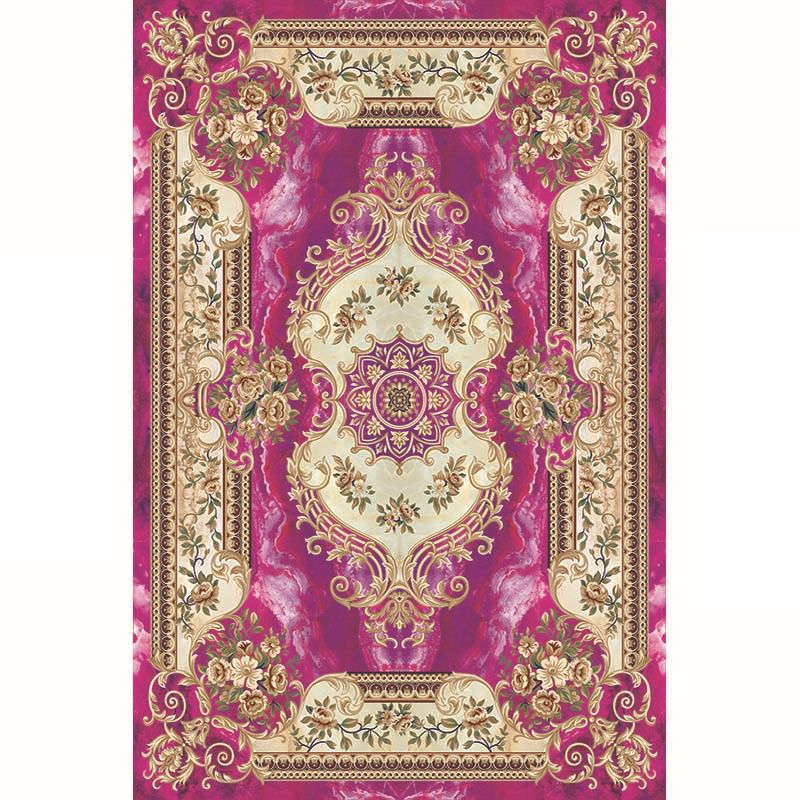 Multi-Color Vintage Rug Synthetics Geometric Area Carpet Non-Slip Backing Easy Care Indoor Rug for Parlor