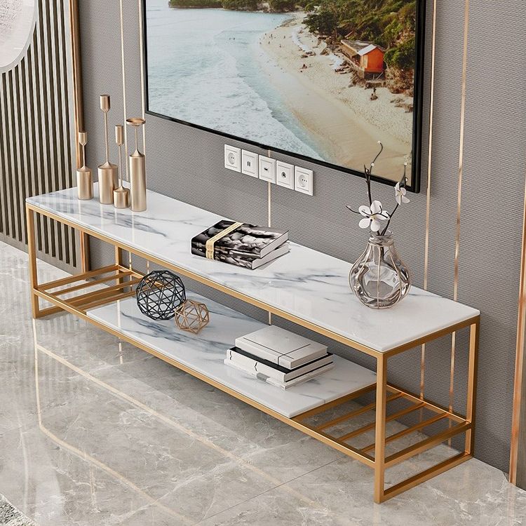 17.72"H TV Stand Glam Style Open Storage TV Console with 2-shelf for Living Room