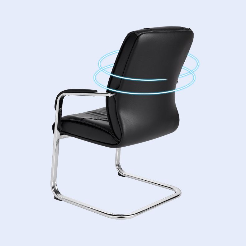 Modern Leather Management Office Chair Fixed Arms Office Chair