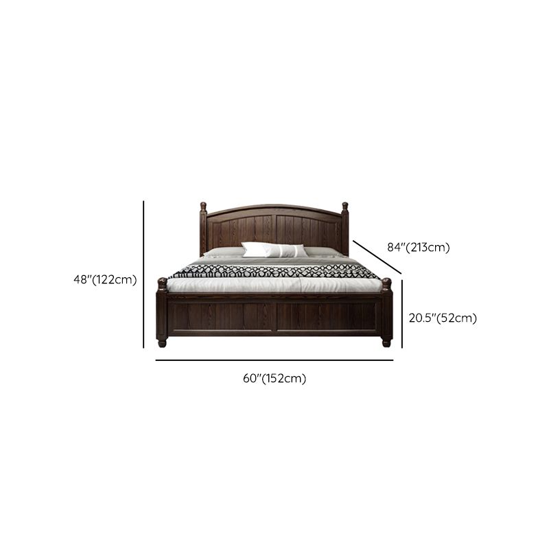 Espresso Mid-Century Modern Standard Bed Ash Bed Frame with Headboard
