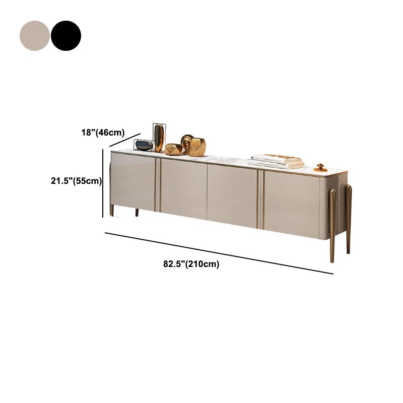 Glass Enclosed Storage TV Stand Luxury Rectangle TV Cabinet with Doors