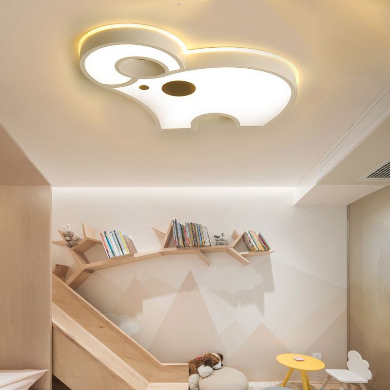 Cartoon Animal Flush Ceiling Light Children's Bedroom LED Flush Mount Light Fixture