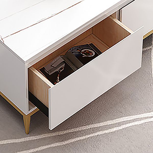 Contemporary Media Console Stone TV Stand Console with Drawers