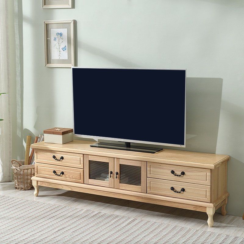 Wooden TV Stand Console Enclosed Storage TV Console with Drawers