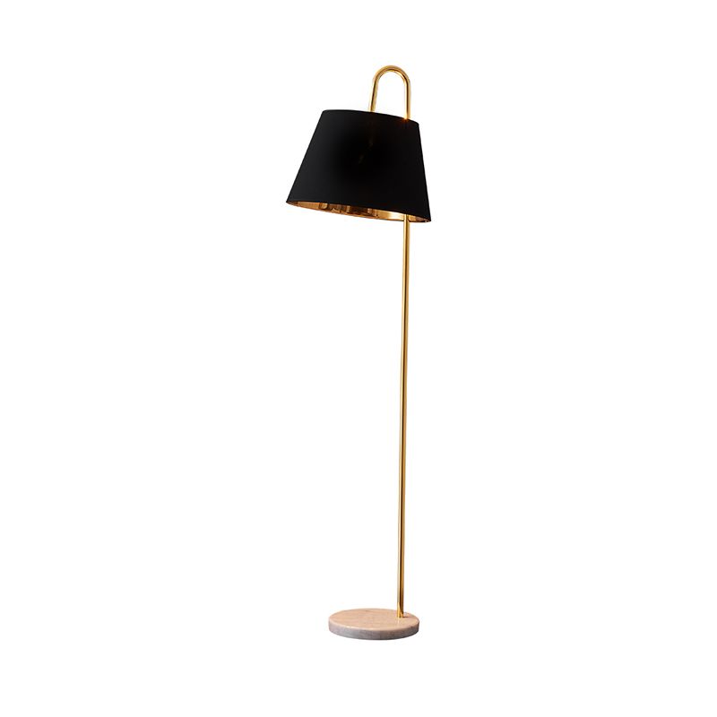 Modern 1 Head Reading Floor Light with Metallic Shade Black/White and Gold Finish Barrel Stand Up Lamp