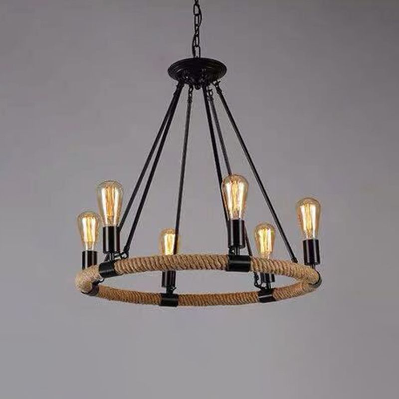 Adjustable Hanging Chain Chandelier Light Industrial Wagon Wheel Metal Ceiling Pendant for Restaurant