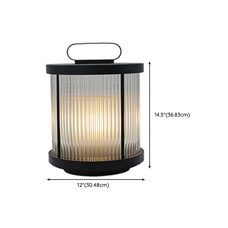 Modern Outdoor Lamp Minimalist Solar Lamp with Glass Shade for Backyard