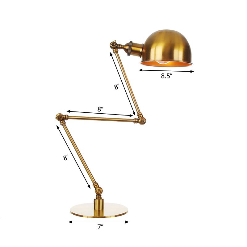 Golden Bowl Shade Table Lamp Industrial Stylish 4"/8.5" W 1 Light Metal Table Lighting with Adjustable Arm