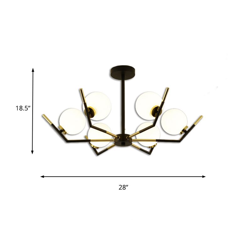 Iron Claw-Shaped Up Chandelier Contemporary 6/8/10 Lights Ceiling Pendant with White Glass Shade