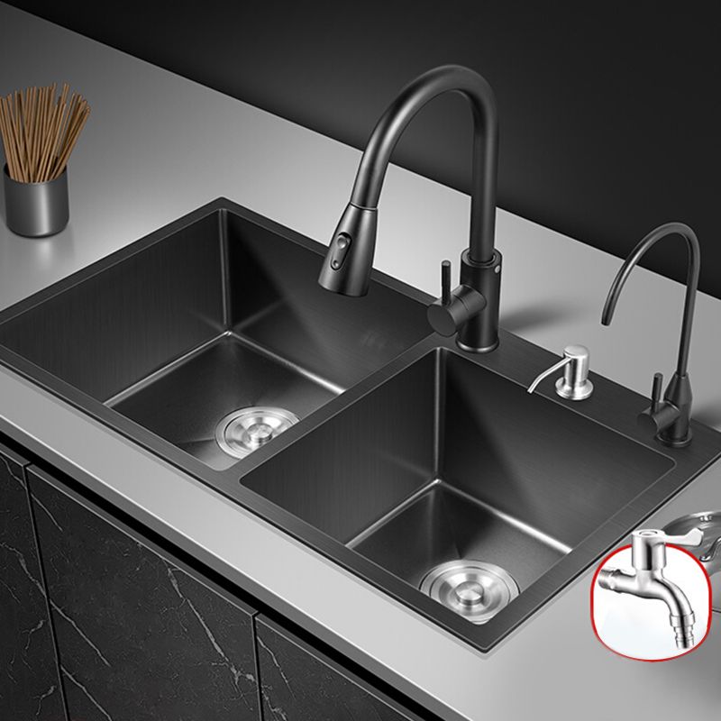 Modern Style Kitchen Sink Drop-In Corrosion Resistant Kitchen Double Sink