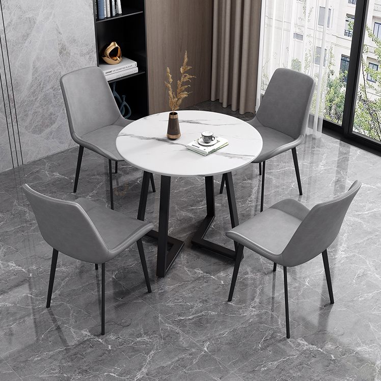 Coffee Shop Solid Back Glam Side Chair Matte Finish Faux Leather Dining Chairs