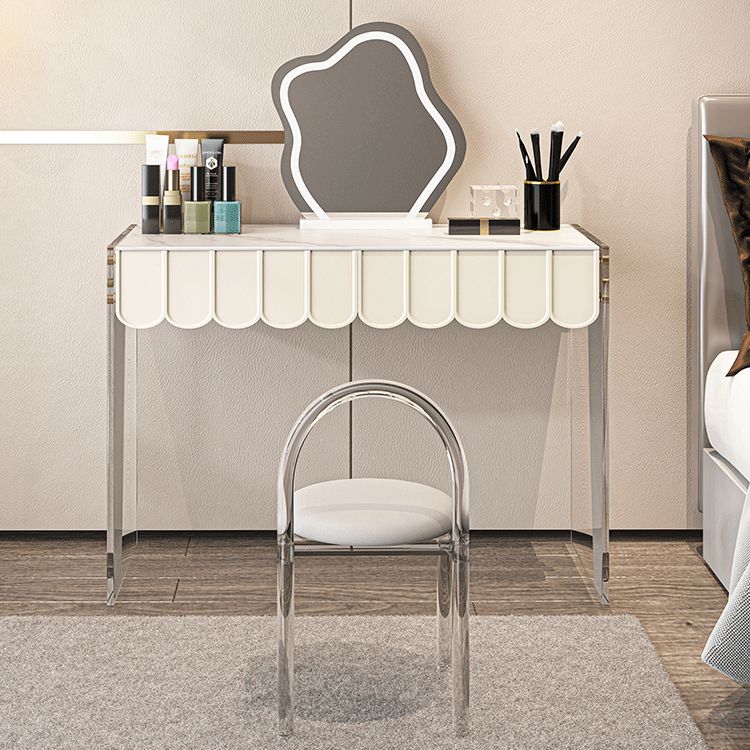 Acrylic White Makeup Vanity Desk Bedroom Vanity Dressing Table Set