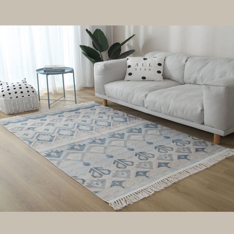 Bohemian Herringbone Pattern Rug Multicolor Cotton Carpet Stain Resistant Indoor Rug for Home Decor