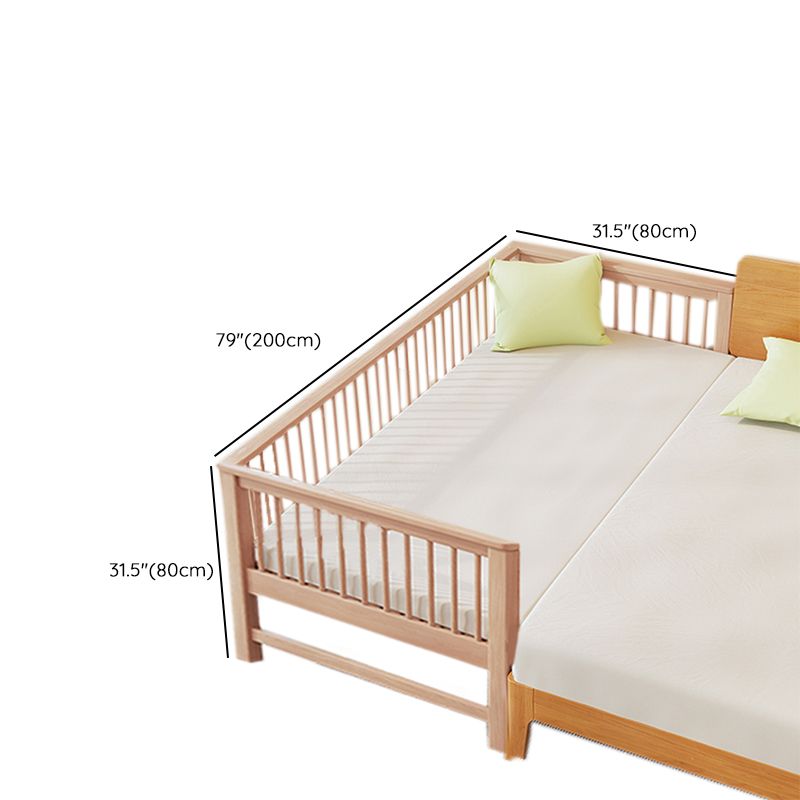 31.49" Tall Nursery Crib in Natural Baby Crib with Guardrails