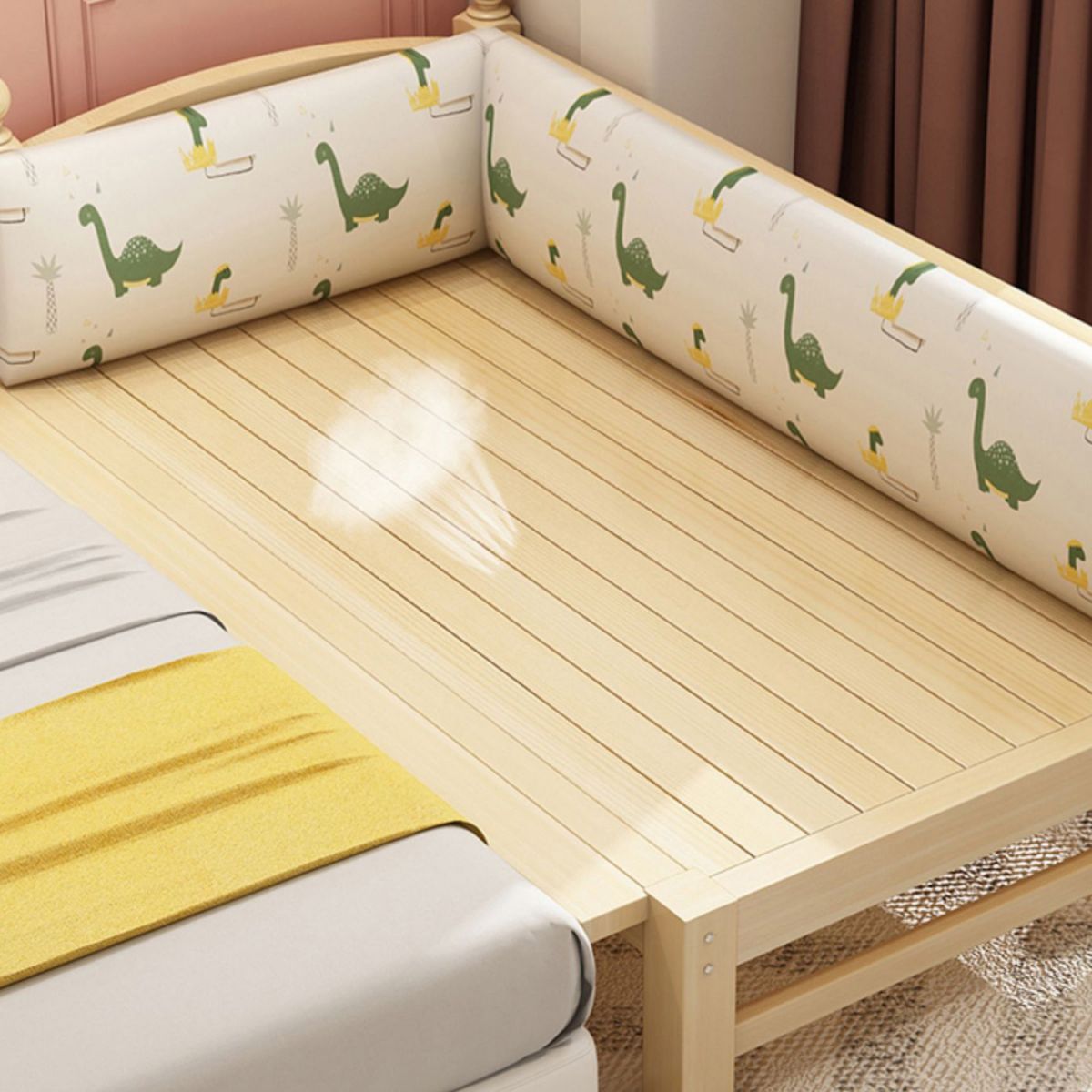 Scandinavian Solid Wood Kids Bed Gender Neutral Kids Bed with Guardrail