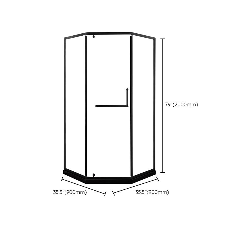 Modern Shower Stall Black Clear Glass Corner Door Handle Shower Enclosure