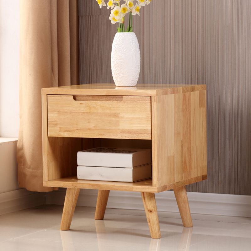 Modern Bedside Cabinet Solid Wood Bed Nightstand for Bedroom