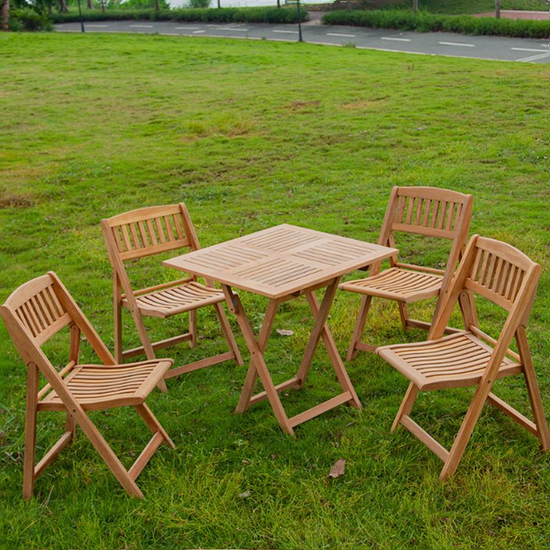 Modern Outdoor Bistro Chairs Solid Wood Armles Folding Patio Dining Chair