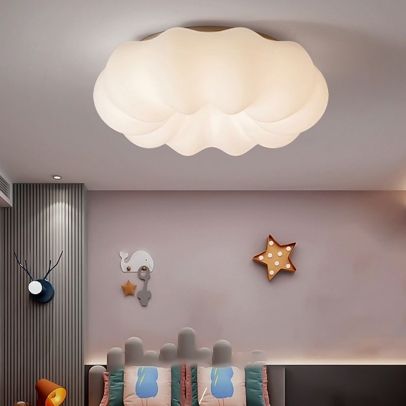 LED Modern Metal Flush Mount Cloud Shape Ceiling Light with Plastic Shade for Bedroom