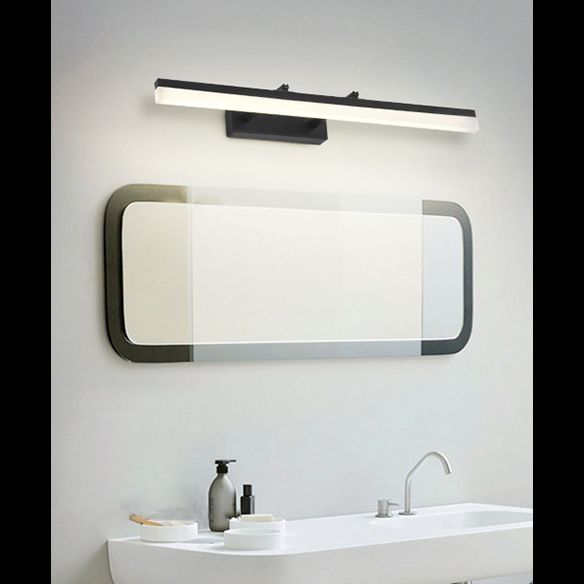 Iluminación de pared lineal acrílica lámpara de montaje de pared negra LED minimalista para baño