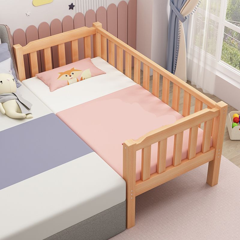 Contemporary Nursery Crib with Guardrail in Natural Beech Wood