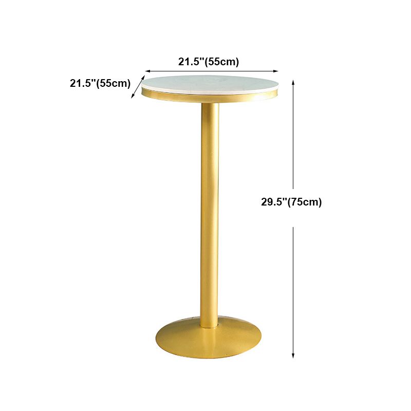 Glam Round Faux Marble Bistro Table Indoor Gold Iron Bar Dining Table with Single Pedestal