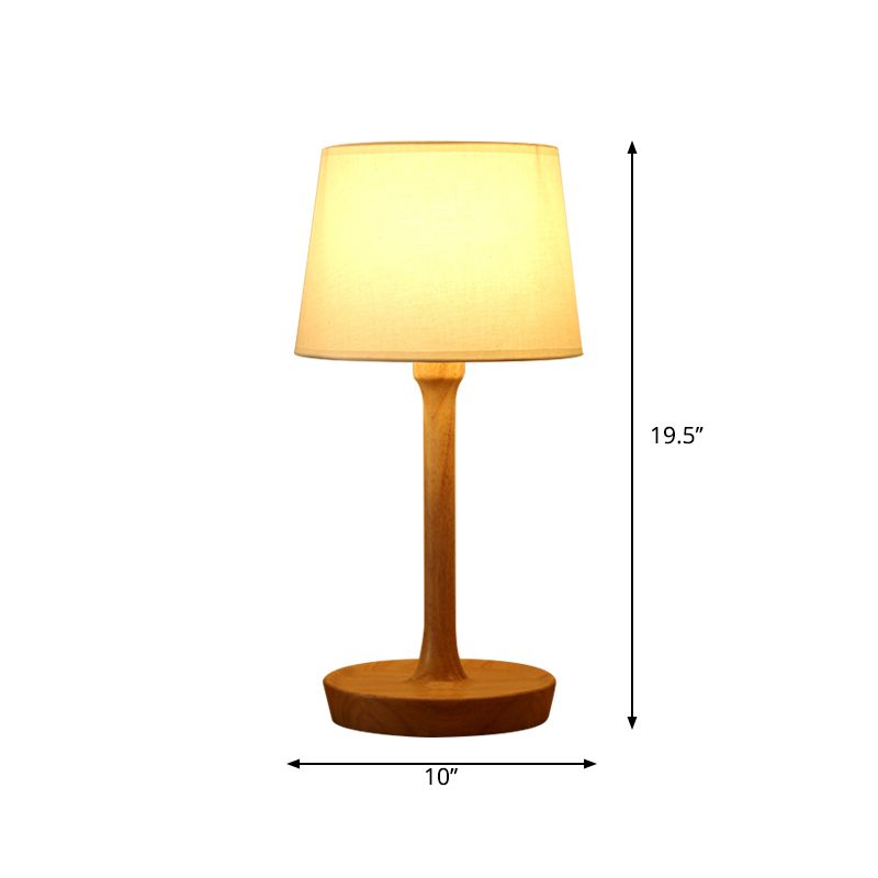 Fabric Empire Shade Night Stand Lamp Simple Style 1 Bulb Wood Table Lighting for Living Room