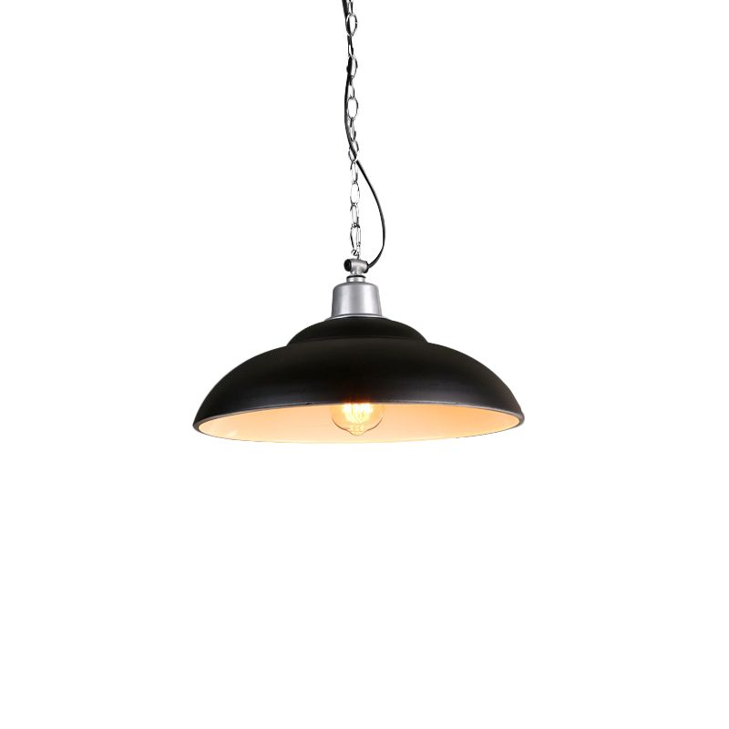 1 Glühbirne Doppelblasen Anhänger Lampe Industrie Black Metall Suspension Beleuchtung für Küche