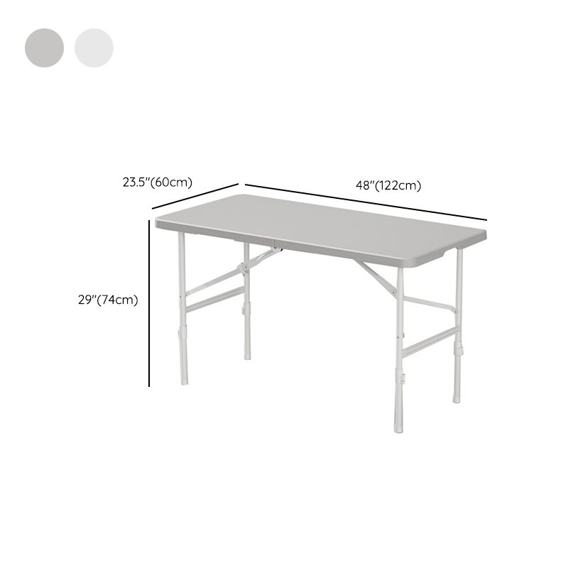 Contemporary White Dining Table Plastic Rectangle Folding Table, 23.62" Wide