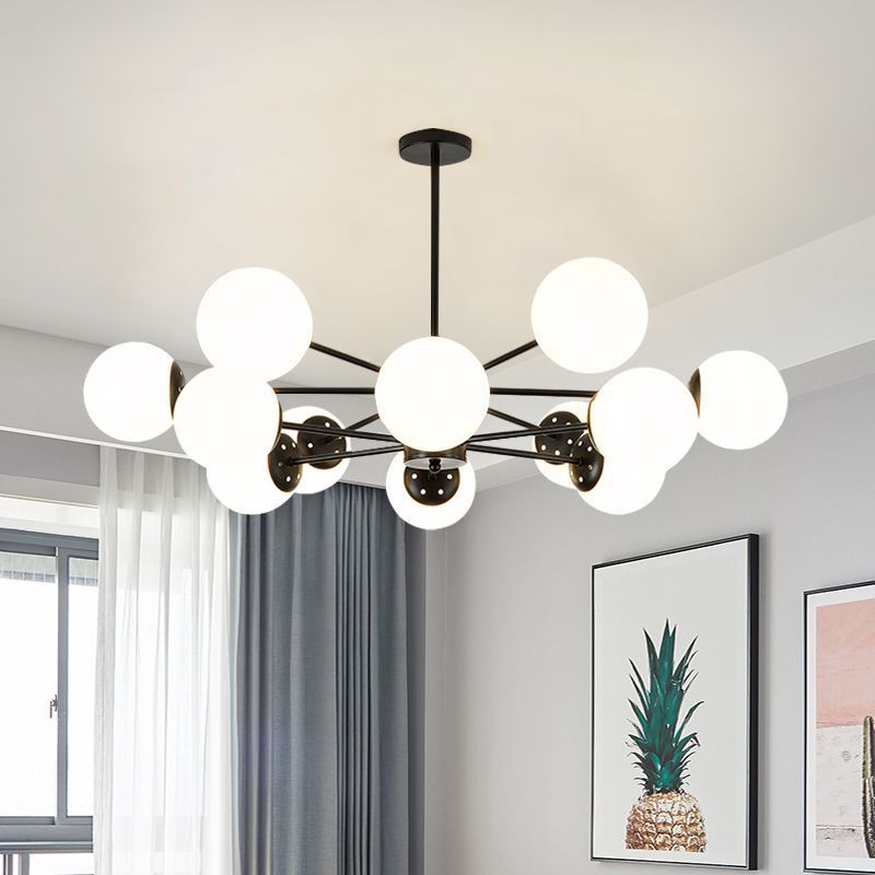 Spherical Shape Chandelier Modern Style Glass Multi Light Hanging Lamp for Bedroom