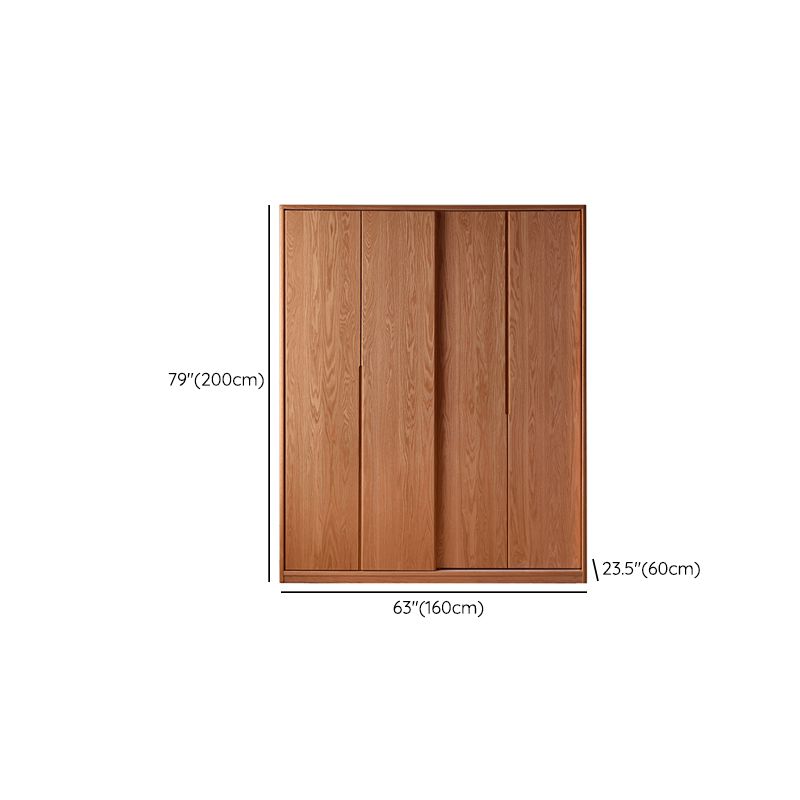 Solid Wood Wardrobe Modern Walnut Armoire Cabinet for Bedroom