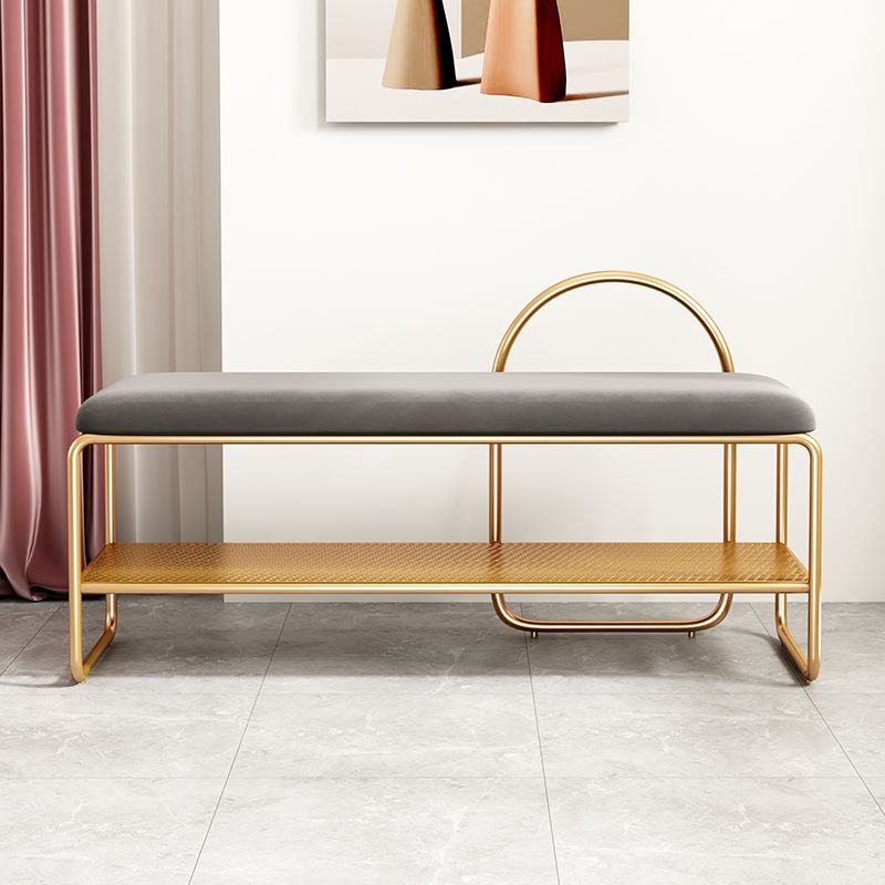 Glam Seating Bench Cushioned Shoe Storage Rectangle Entryway and Bedroom Bench