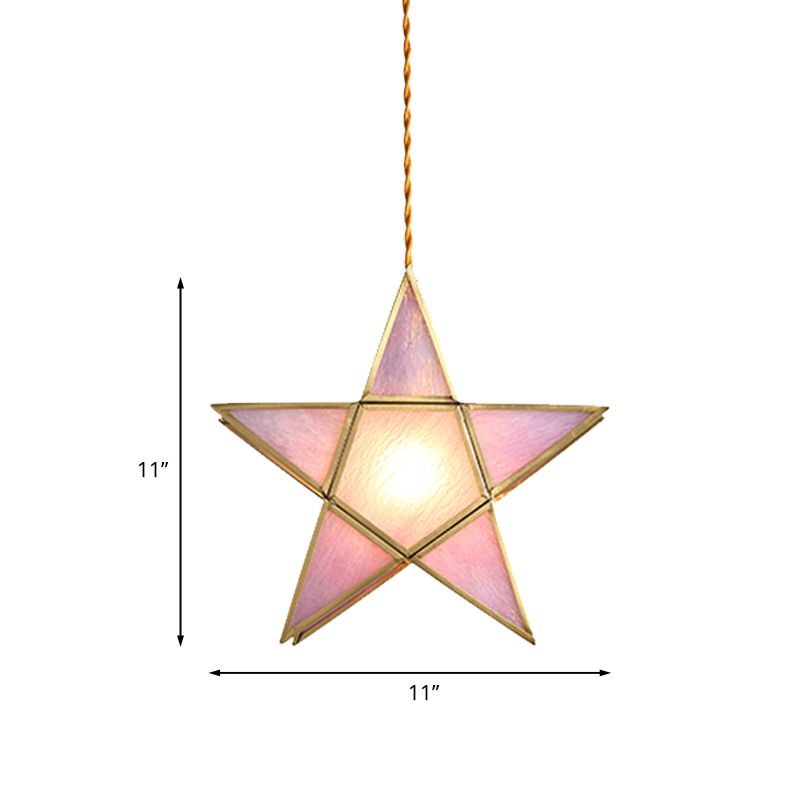 1 suspension de la tête Lumière de jardin coréen fleur floral / fleuron / astéroïde de suspension en verre rose