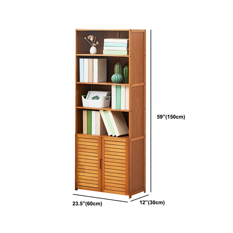 Contemporary Bamboo Book Shelf Closed Back Brown Shelf Bookcase for Home