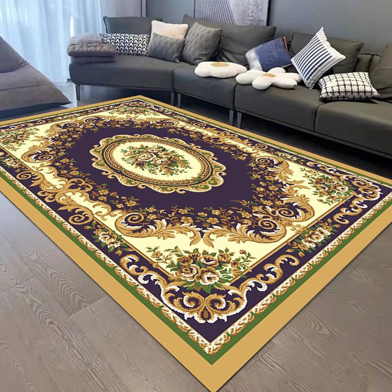 Yellow Graphic Carpet Polyester Bohemian Carpet Washable Carpet for Living Room