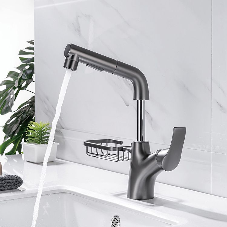 Modern Single Handle Kitchen Faucet 1-Hold Water Faucet with Pull Out Sprayer