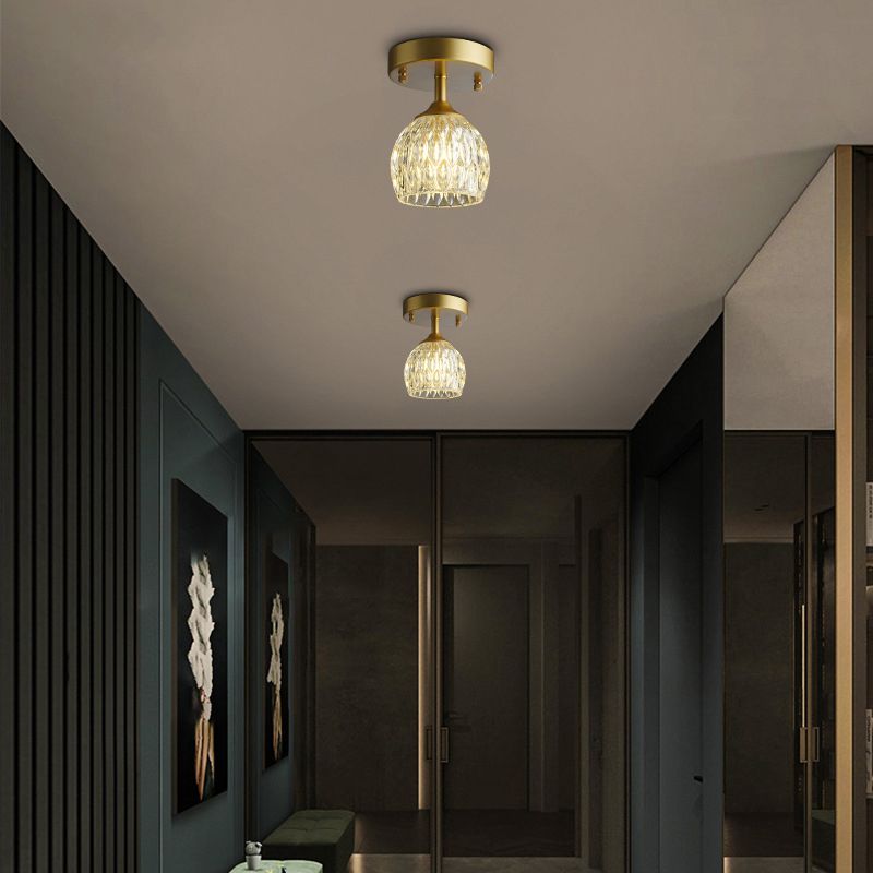 Single Golden Modernism Flush Mount Lighting Shaded Ceiling Light for Bedroom