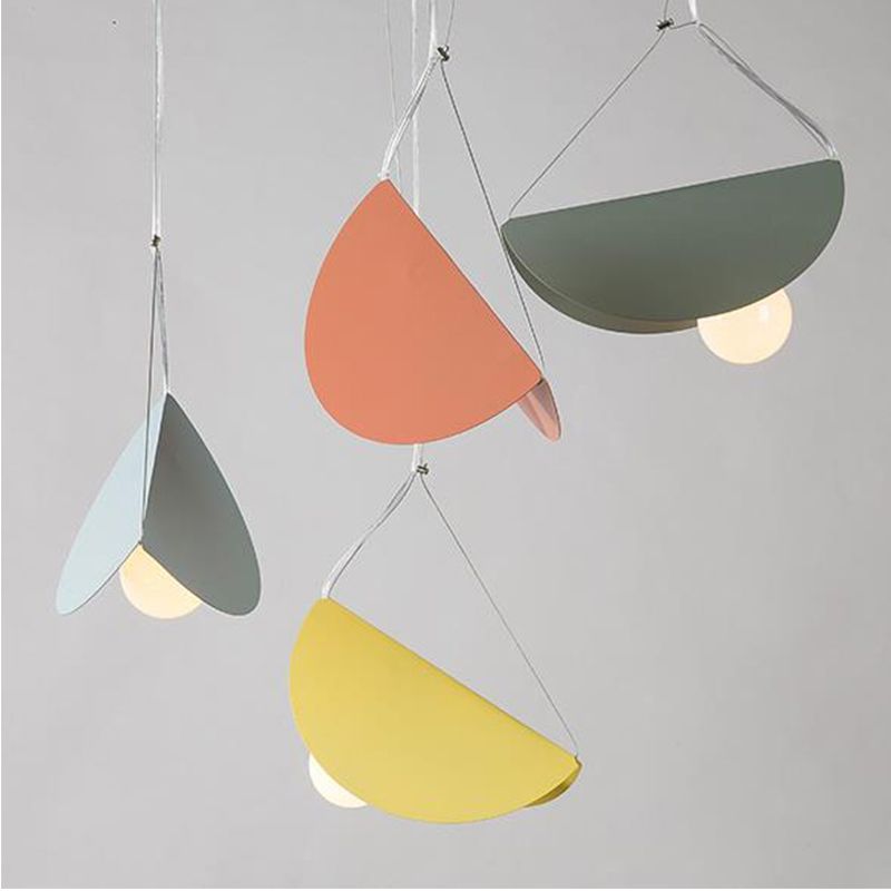 Nordic Style Suspension Light Fold Circle 1 Head Metal Pendant Light for Corridor Cafe